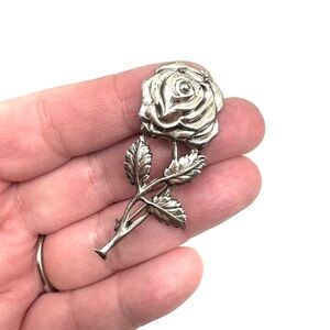 Sterling Silver Rose Brooch by Lang Vintage Flower Pin